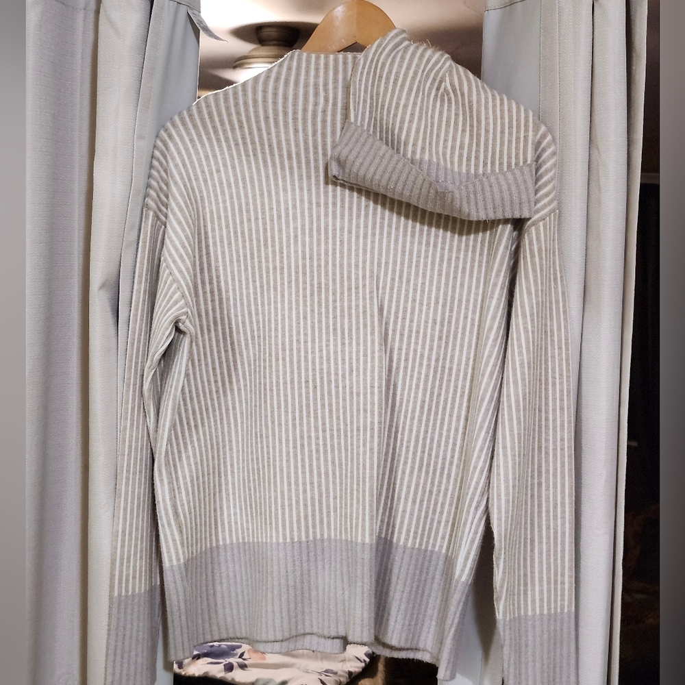 Striped Beige And White Sweater With Matching Hat, Worn Once Without The Hat.